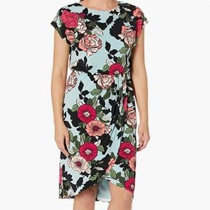 NWT Adrianna Papell Sweet Caroline Hibiscus Blouson Jersey Dress
